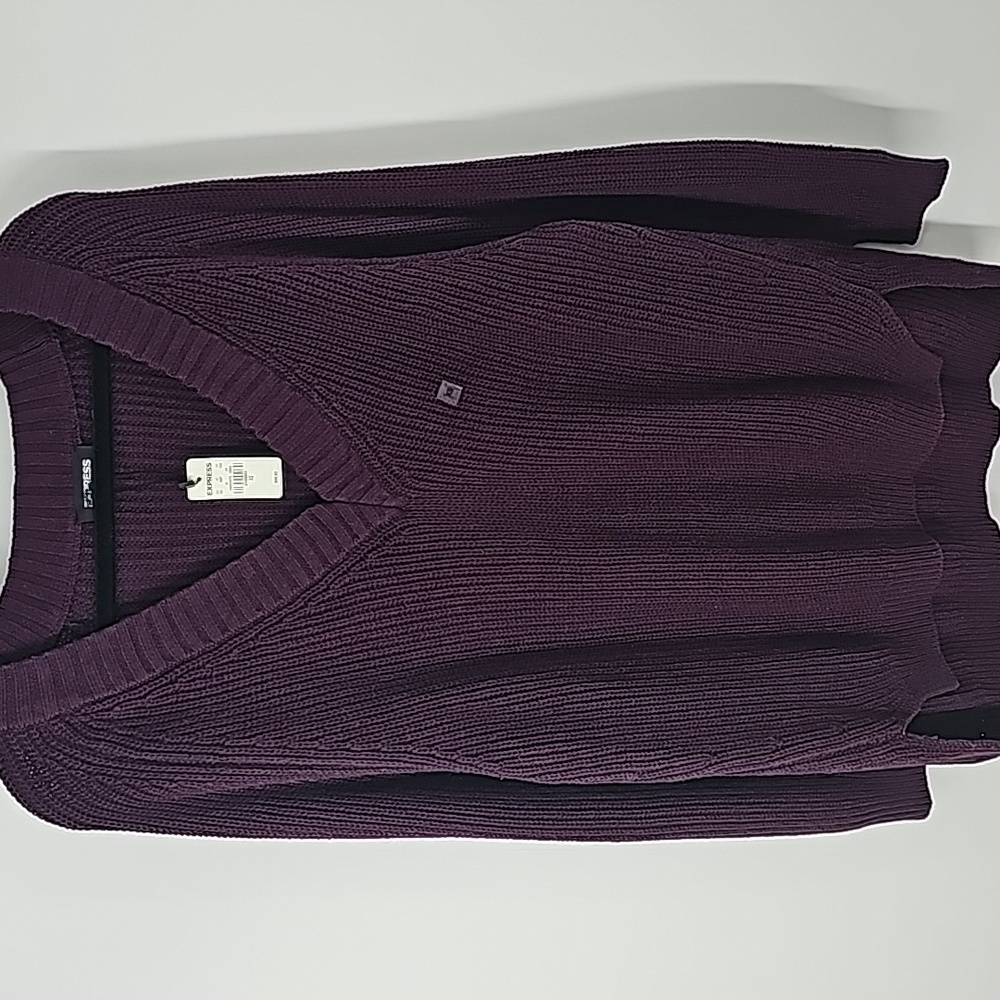 Express Purple Grape Oversized‎ High Low Tunic Sweater